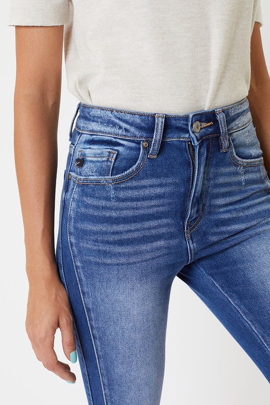 Jean Femme Skinny Taille Haute Denim Détails Ourlet 3