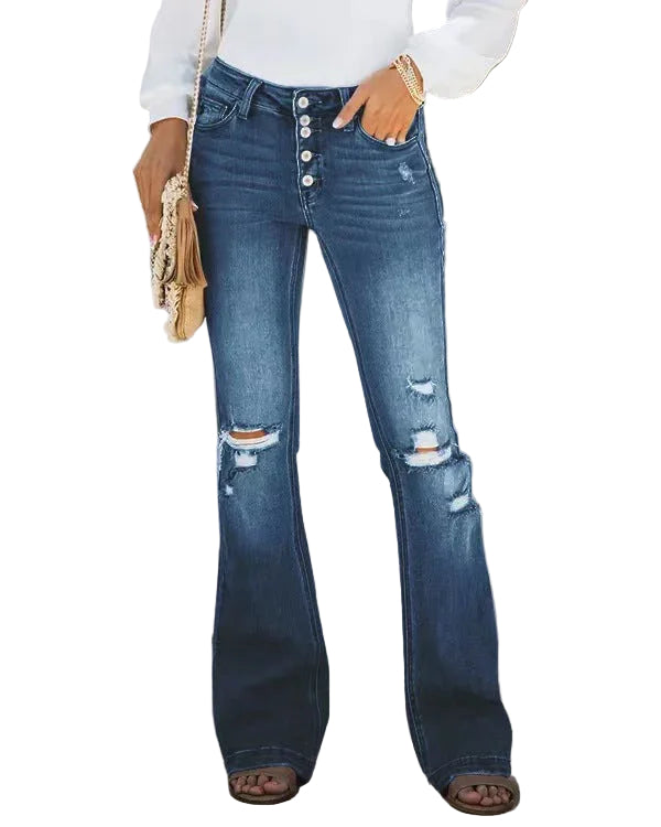 Jean Femme Taille Basse Déchiré 0