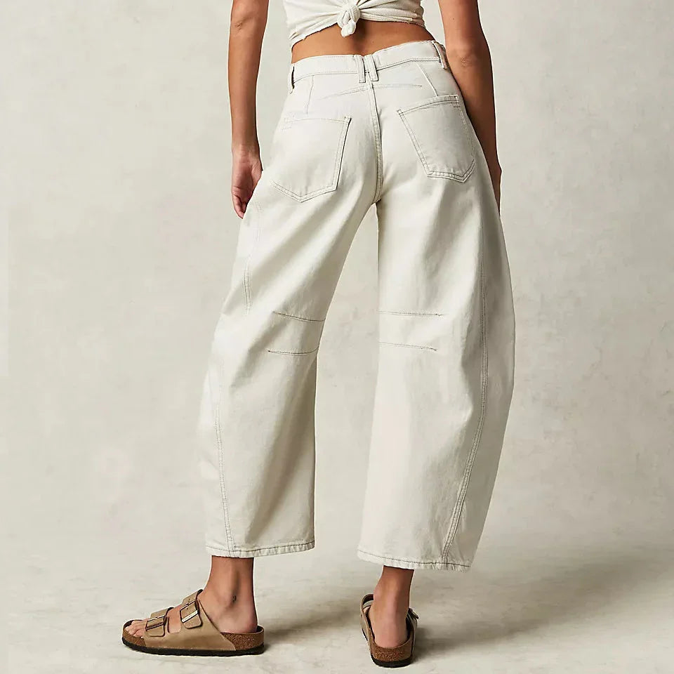 Jean Femme Taille Haute Jambe Large Décontracté 4