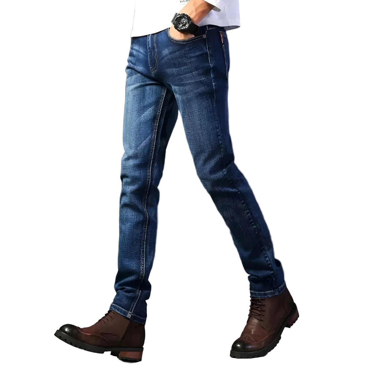Jean pour Homme Délavé à la Pierre Ajusté 0