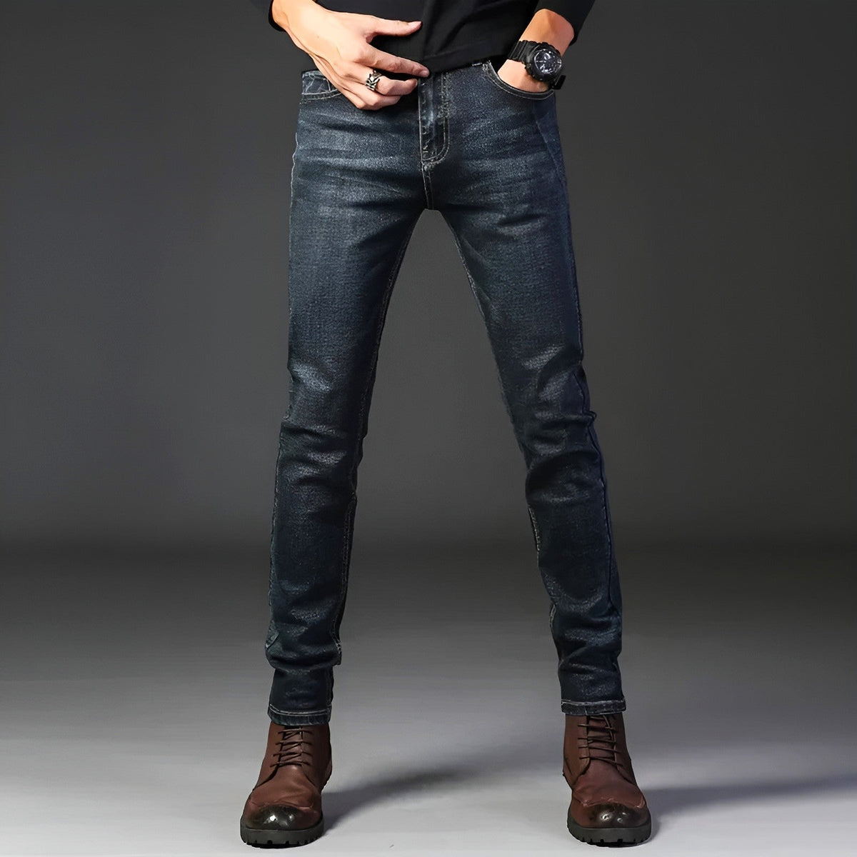 Jean pour Homme Délavé à la Pierre Ajusté 2