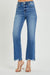 Jeans Droits Taille Haute Détente Femme Denim Foncé 1