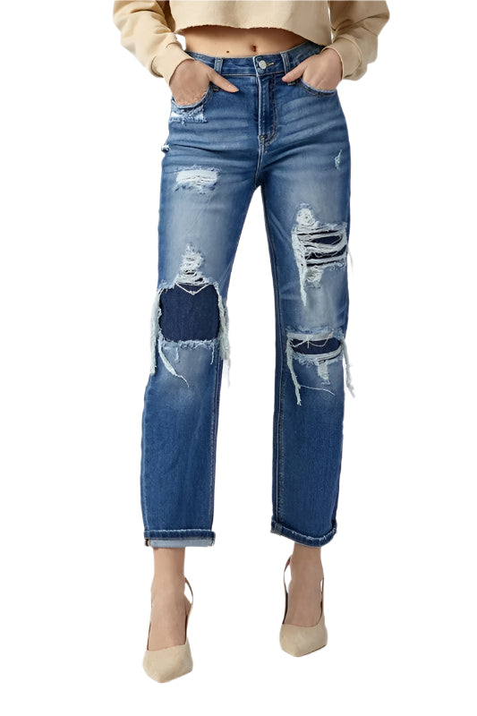Jeans Droits Taille Haute Femme 0