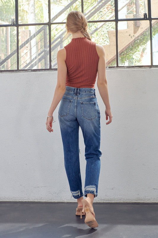 Jeans Femme Mom Fit Taille Haute Denim 3