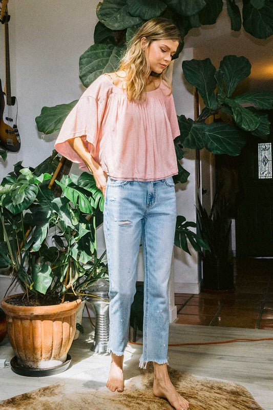 Jeans Femme Taille Haute Droit Cheville Denim Clair 1