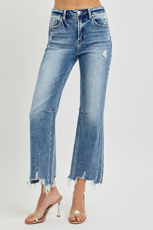 Jeans Femme Taille Haute Droit Effiloché 1