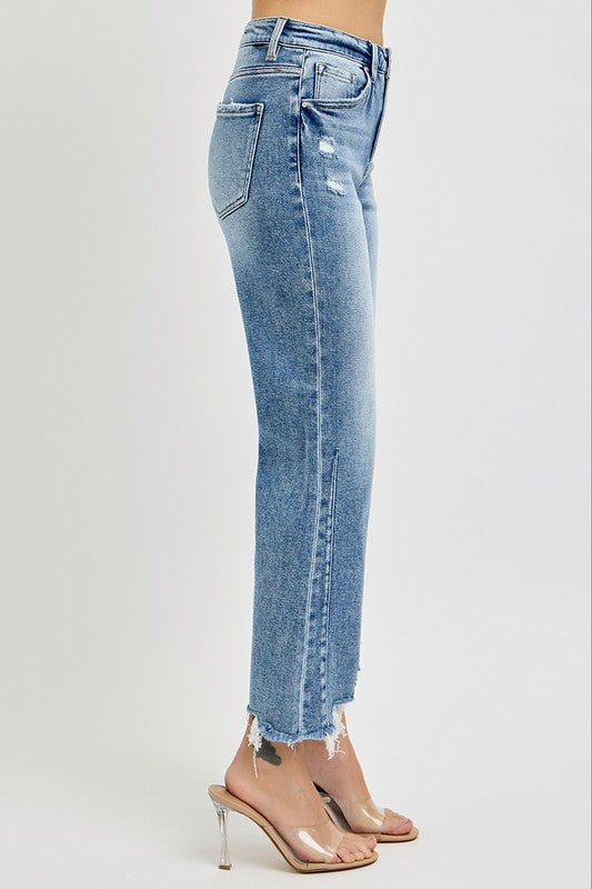 Jeans Femme Taille Haute Droit Effiloché 3