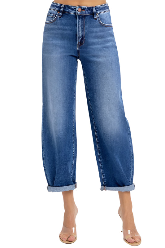 Jeans Femme Taille Haute Évasée Denim Moyen 0