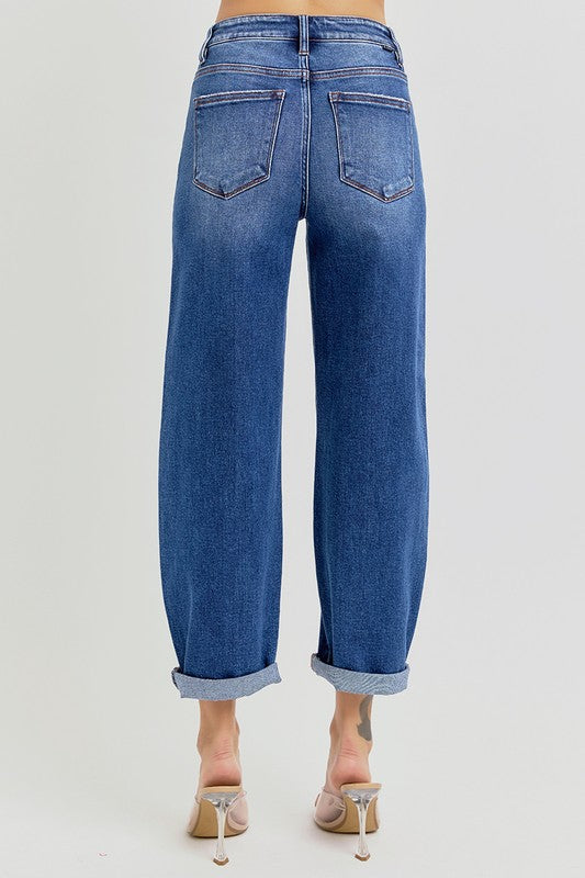 Jeans Femme Taille Haute Évasée Denim Moyen 2