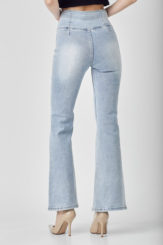 Jeans Femme Taille Haute Évasés Denim Léger 3