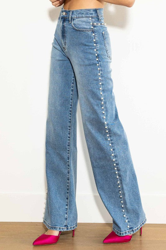Jeans Femme Taille Haute Évasés en Pierre Moyenne 1