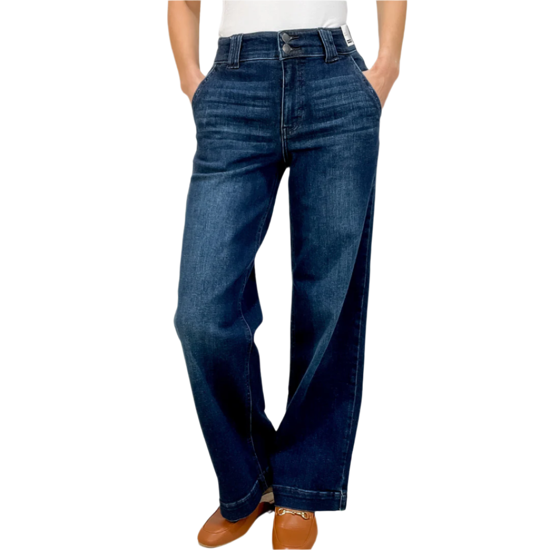 Jeans Femme Taille Haute Large Denim Confort Élastique 0