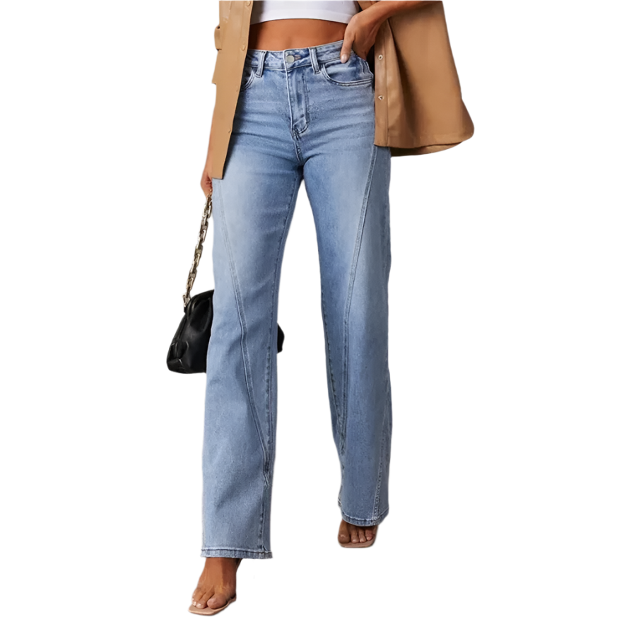 Jeans Femme Taille Haute à Jambes Larges en Denim 0