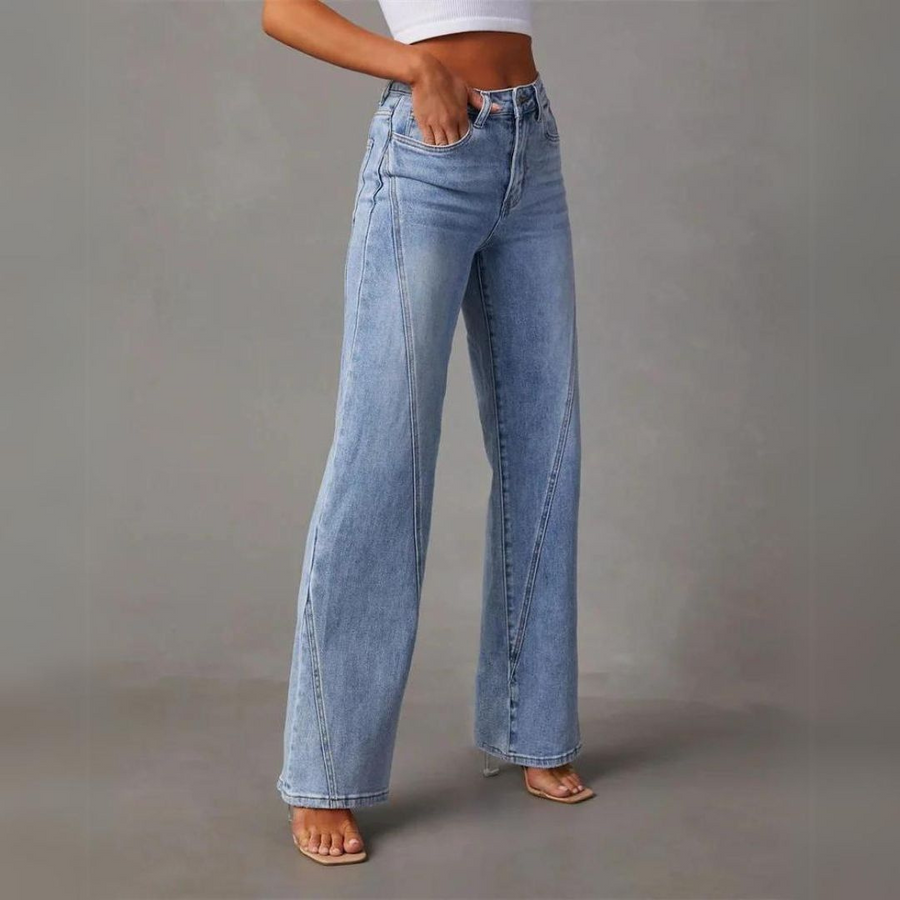 Jeans Femme Taille Haute à Jambes Larges en Denim 2