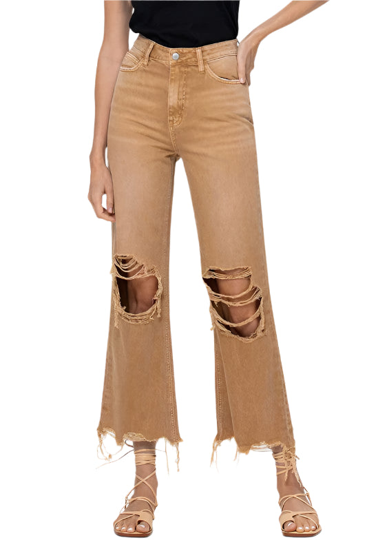 Jeans Flare Crop Vintage Femme 90's en Denim 0