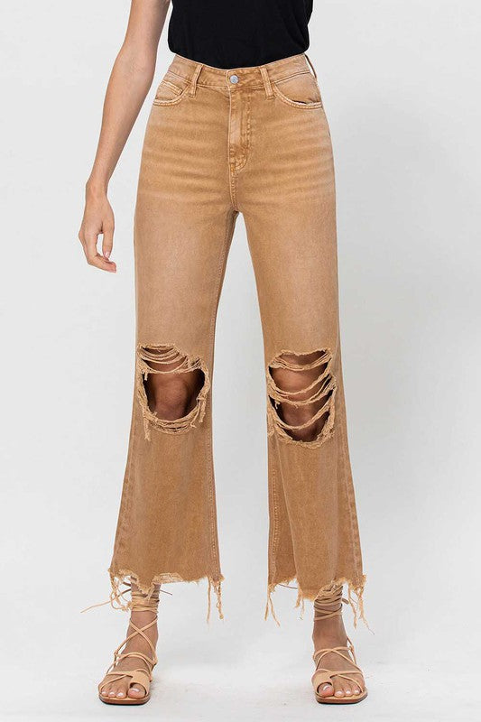 Jeans Flare Crop Vintage Femme 90's en Denim 1