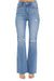 Jeans Flare Taille Haute Délavés Femme Denim Moyen 0