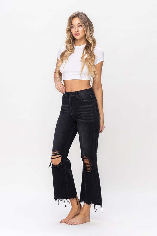 Jeans Flares Croisés Vintage Femme Noir 3