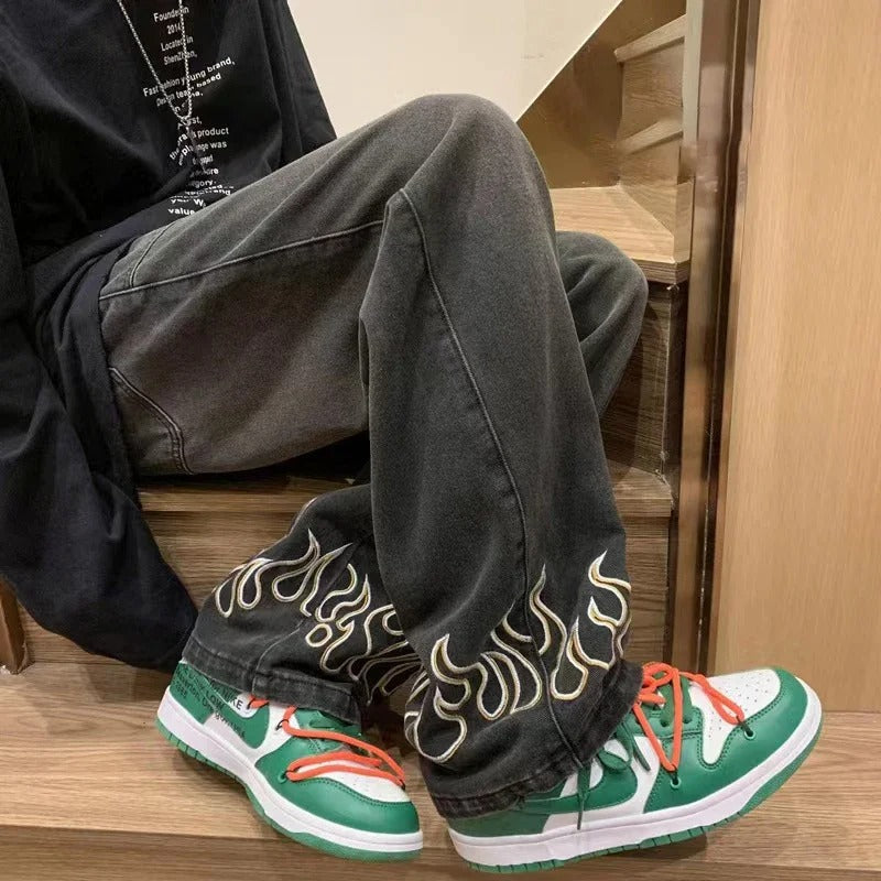 Jeans Homme Design de Flammes en Denim Doux 100% Coton 5