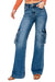 Jeans larges à taille haute avec poches cargo pour femmes en denim 0