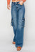 Jeans larges à taille haute avec poches cargo pour femmes en denim 1