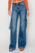 Jeans larges à taille haute avec poches cargo pour femmes en denim 2