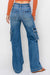 Jeans larges à taille haute avec poches cargo pour femmes en denim 4