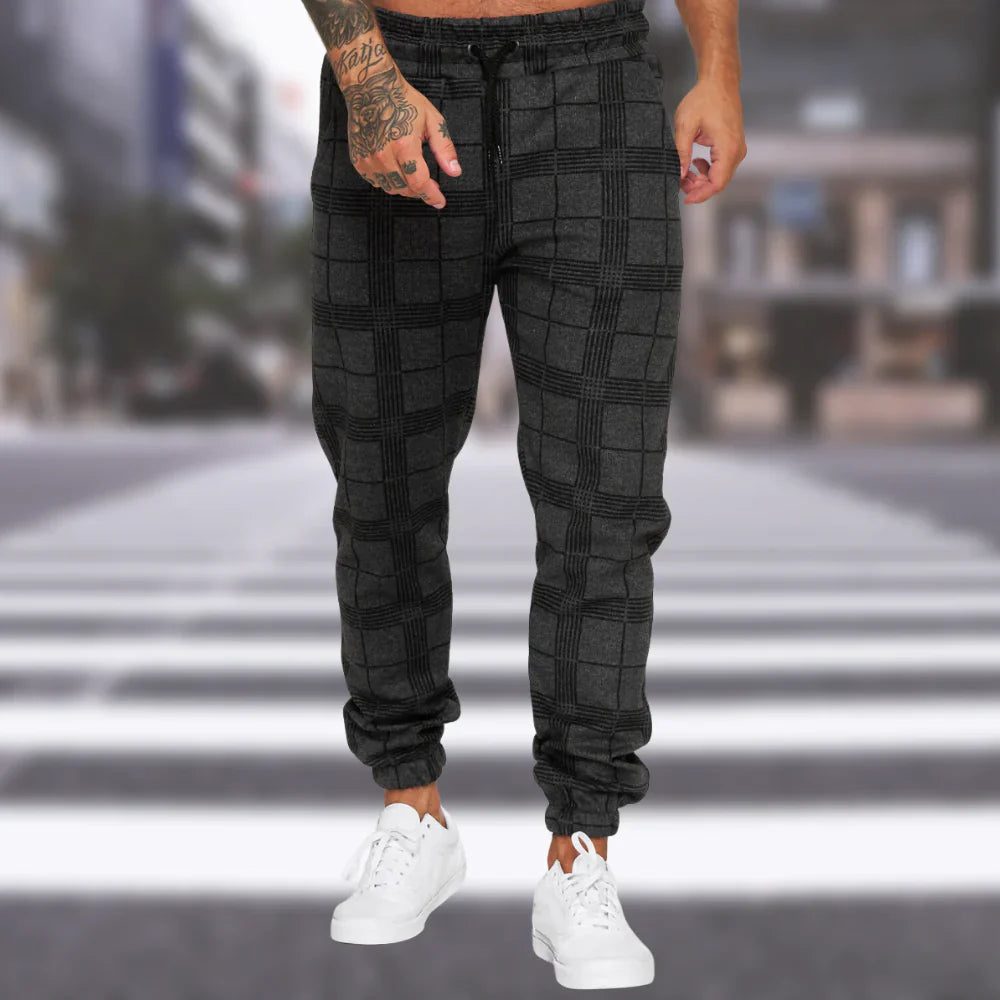 Variant image for Pantalon Homme à Carreaux Élégant en Polyester et Coton-1