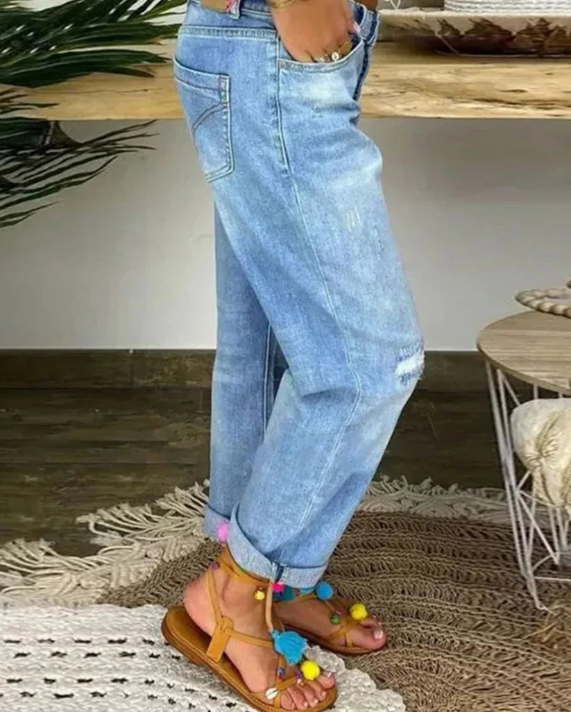 Jeans Femme Décontractés Coupe Lâche 100% Coton-2