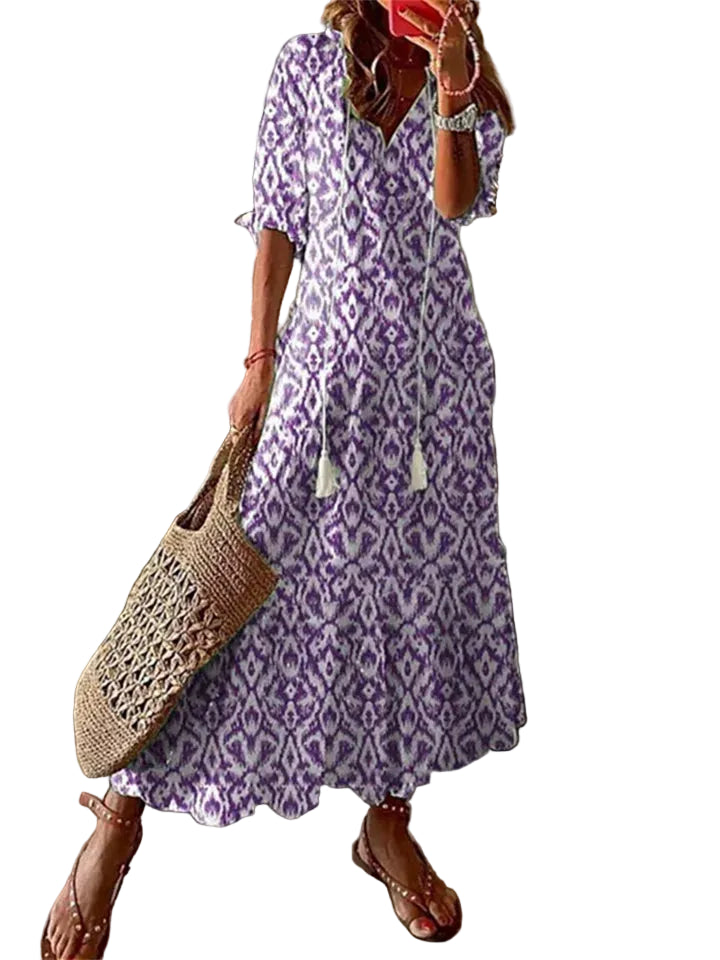 Variant image for Robe Longue Femme Fleurie Aérée Été Maxi-13