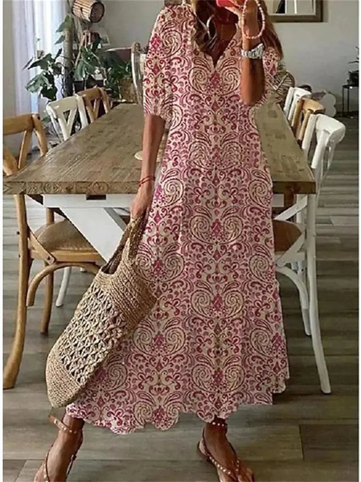 Variant image for Robe Longue Femme Fleurie Aérée Été Maxi-29