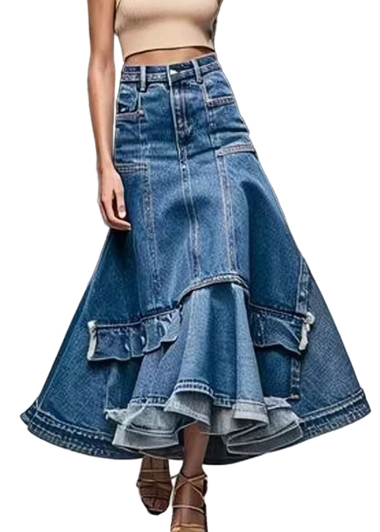 Jupe A-Line en Denim Haute Taille pour Femme 0