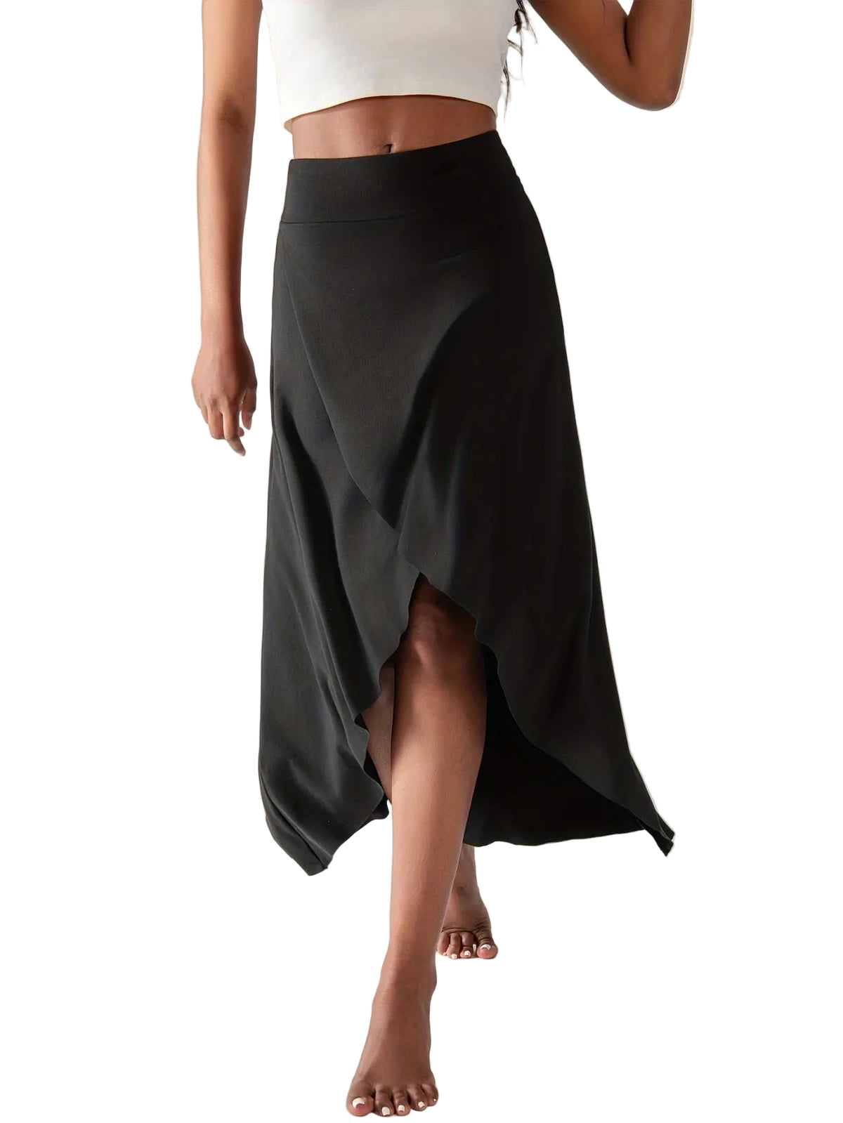 Jupe Culotte Femme Évasée Ourlet Asymétrique 1
