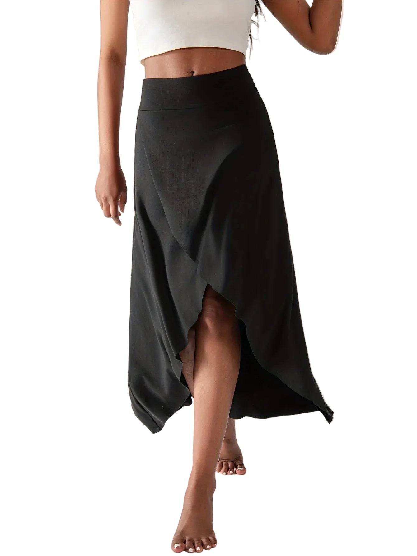 Jupe Culotte Femme Évasée Ourlet Asymétrique 1