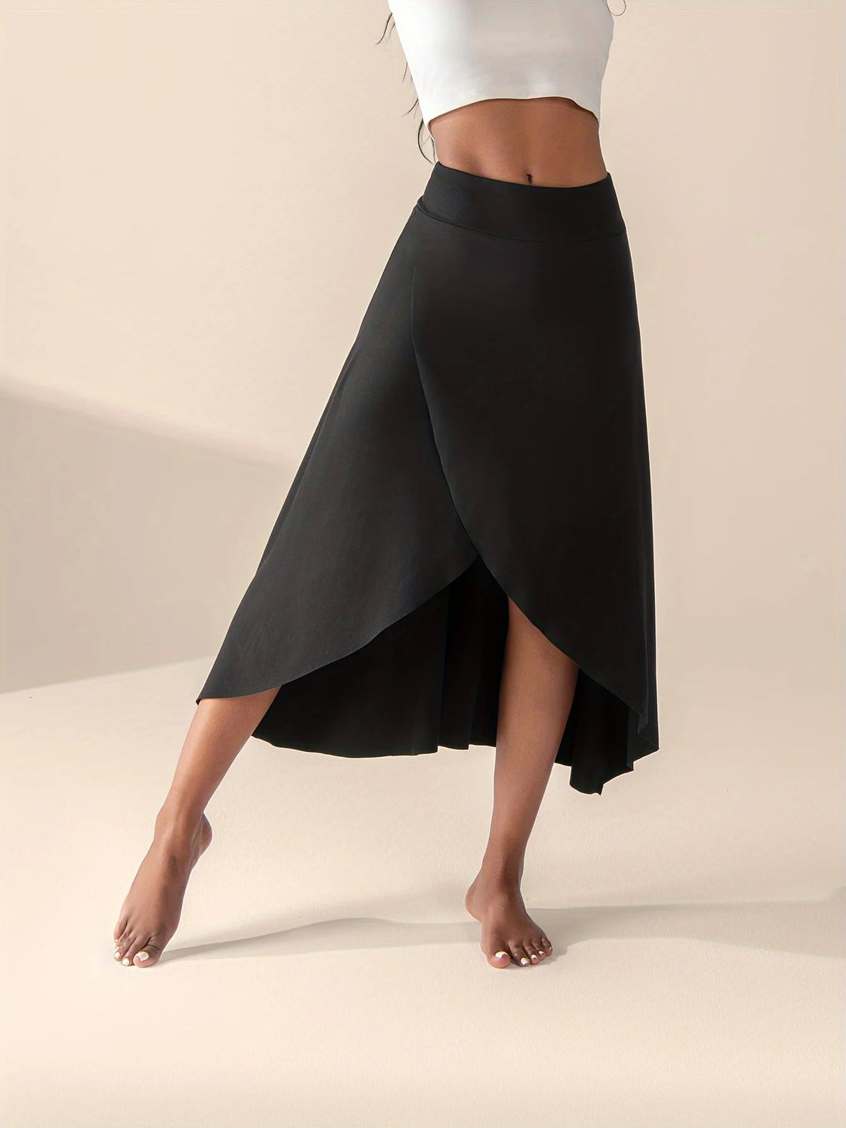 Jupe Culotte Femme Évasée Ourlet Asymétrique 3