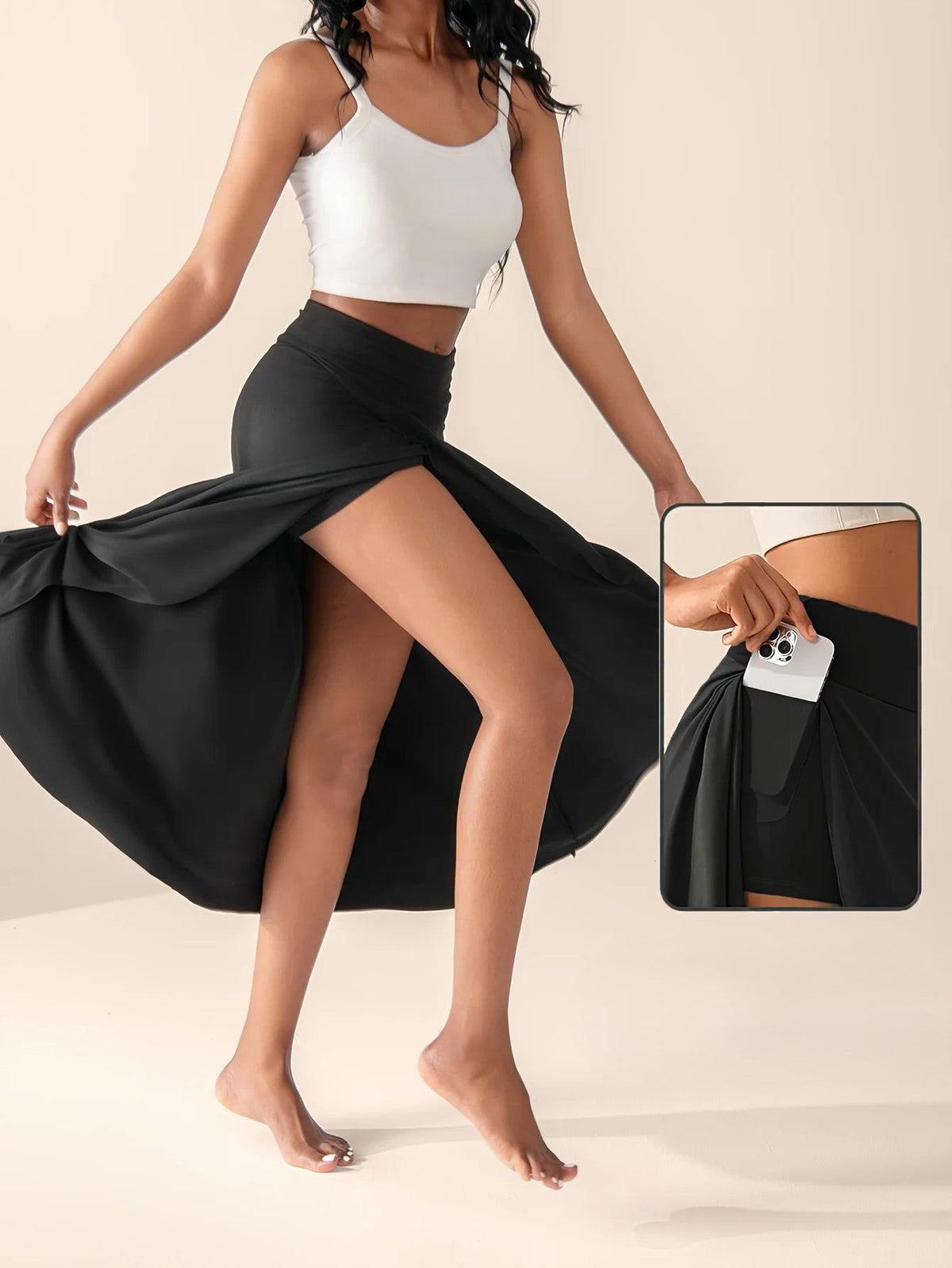 Jupe Culotte Femme Évasée Ourlet Asymétrique 5