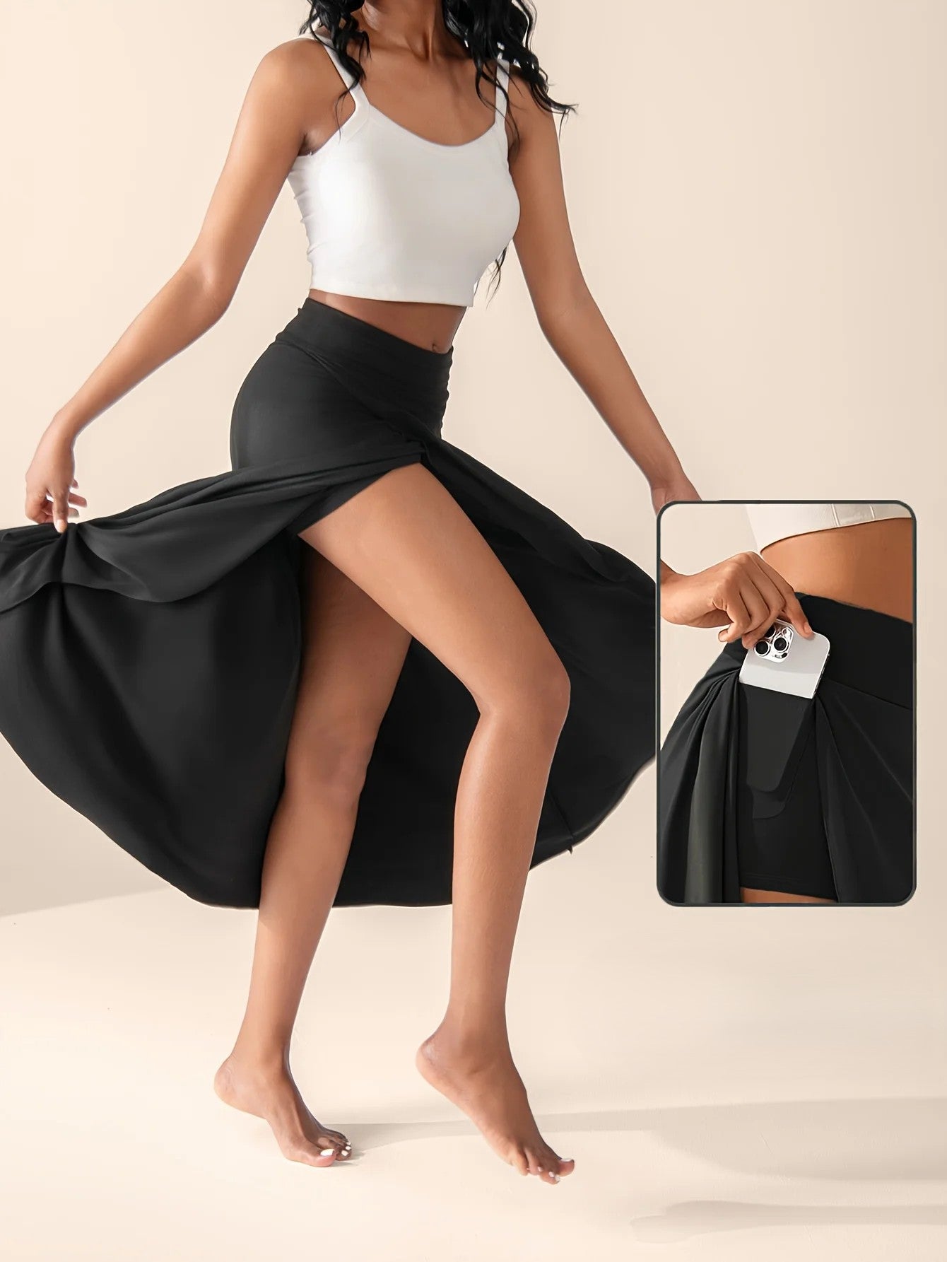 Jupe Culotte Femme Évasée Ourlet Asymétrique 5