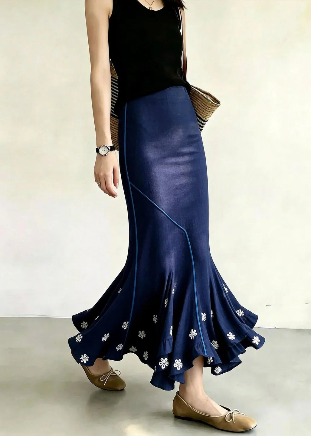 Jupe Femme Style Sirène Asymétrique Taille Haute 2