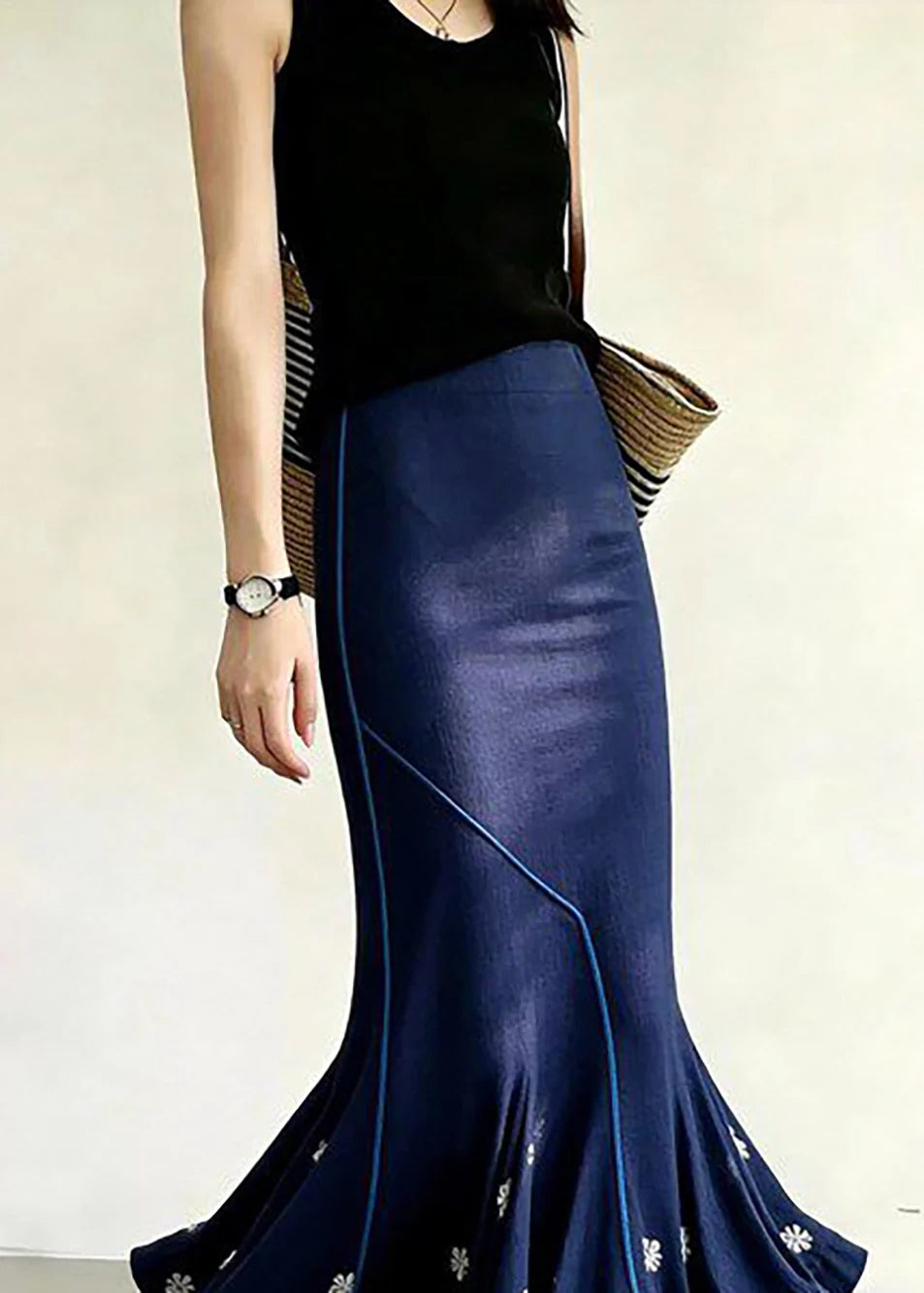 Jupe Femme Style Sirène Asymétrique Taille Haute 3
