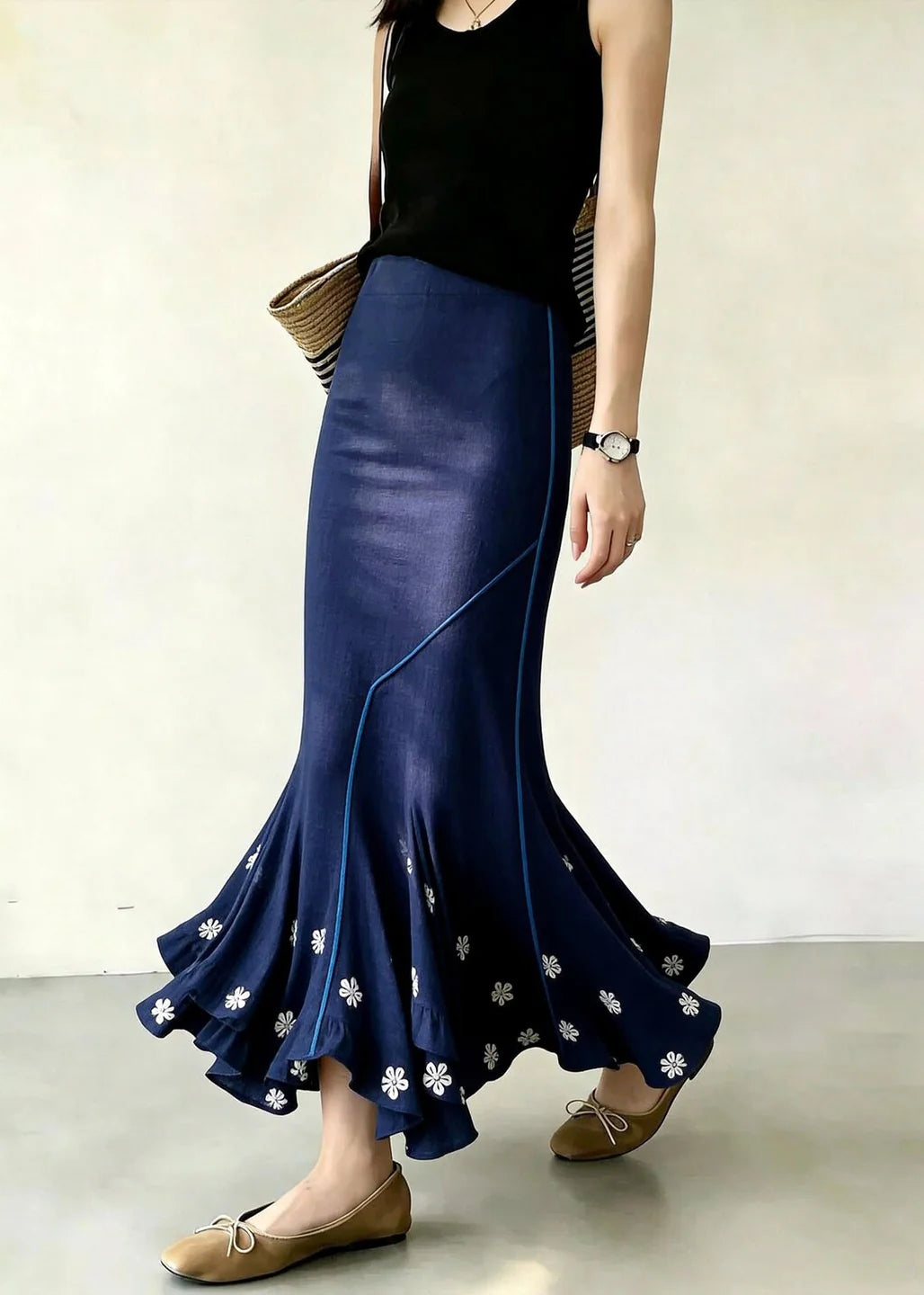 Jupe Femme Style Sirène Asymétrique Taille Haute 4