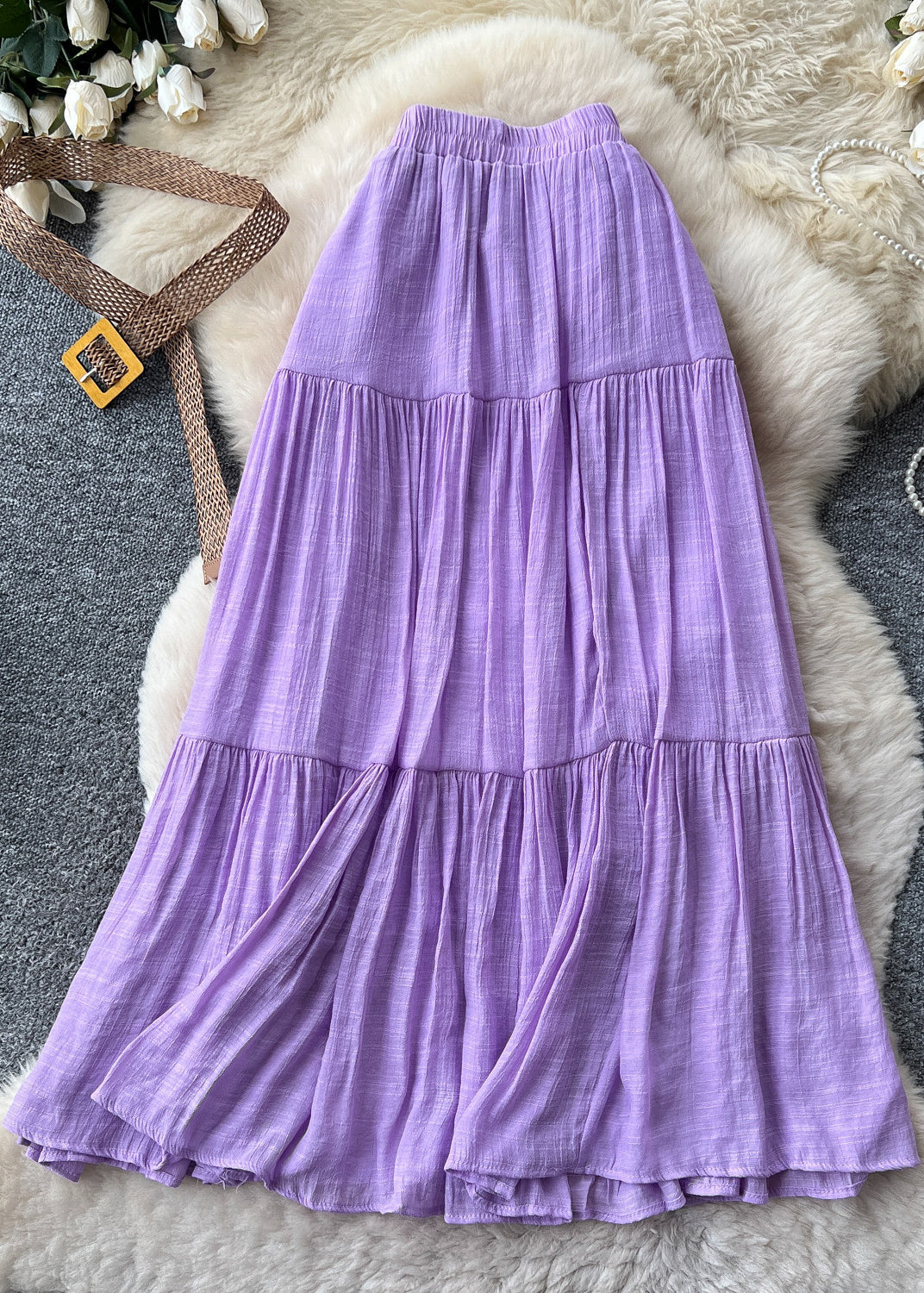 Jupe Femme Taille Élastique Style Froissé 2