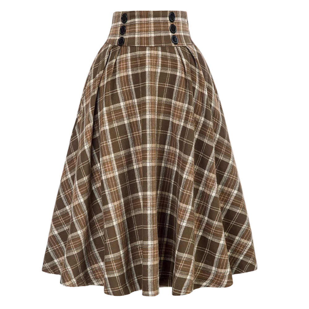 Jupe Femme Taille Haute à Motifs Carreaux 0