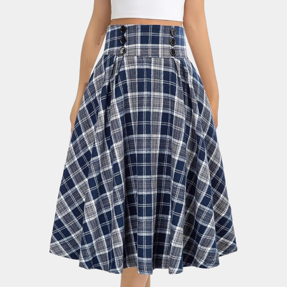 Jupe Femme Taille Haute à Motifs Carreaux 1