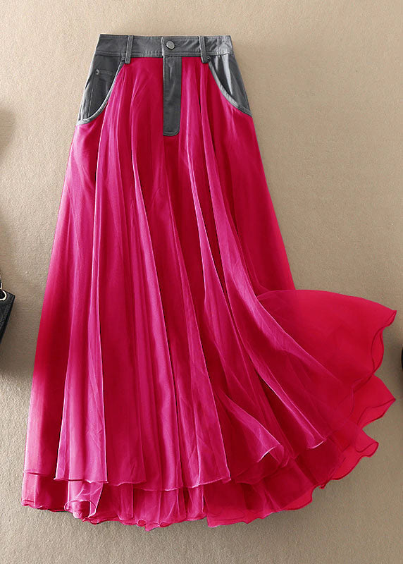 Jupe Longue Femme Haute Taille en Tulle Patchwork Midi 4