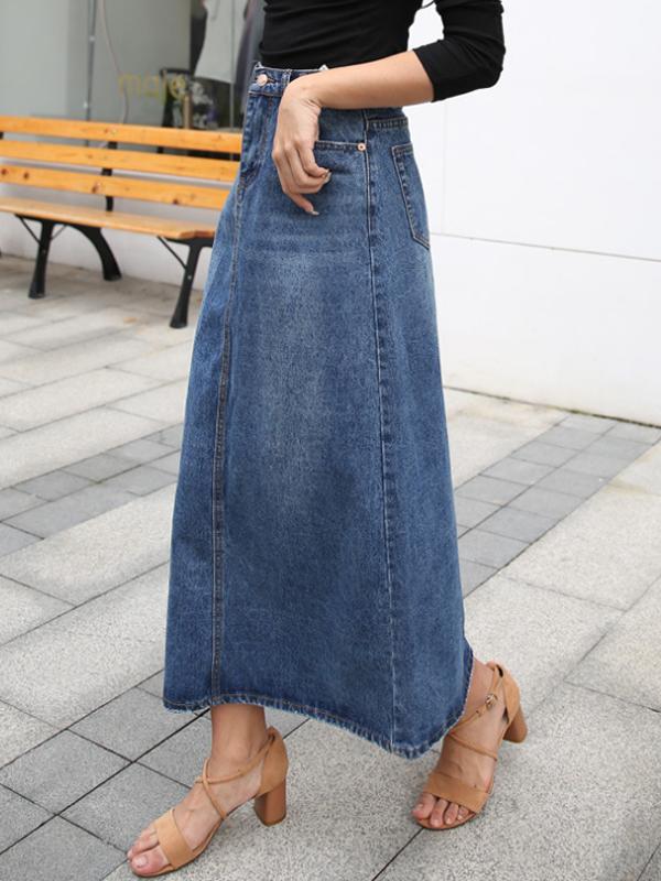 Jupe Longue Taille Haute en Jean pour Femme 1