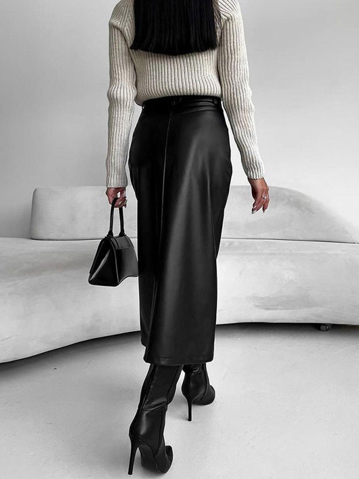Jupe Midi Fendue pour Femme Printemps 3