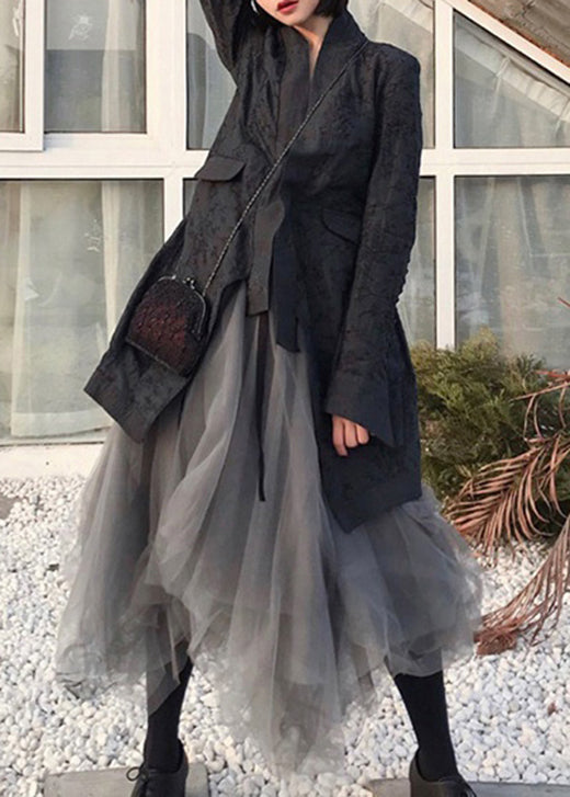 Jupe Tulle Femme Grande Taille Patchwork Grise 1