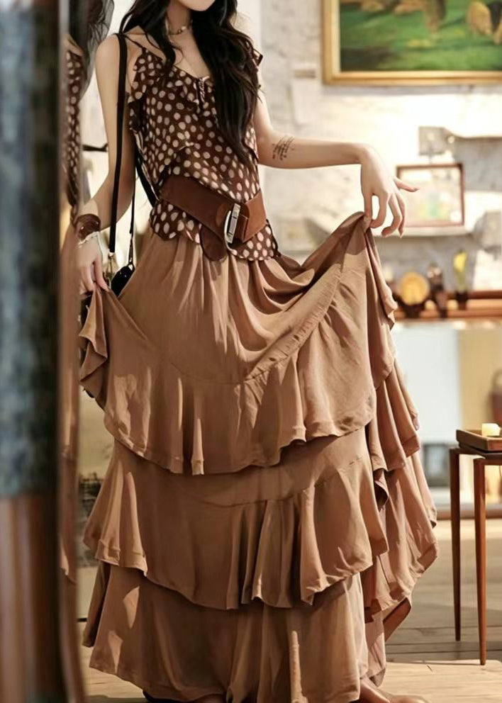 Jupe asymétrique superposée pour femme style boutique été 2