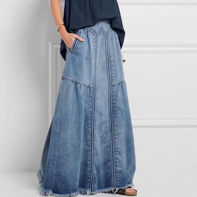 Jupe en Jean Femme Taille Élastique Détachée 2