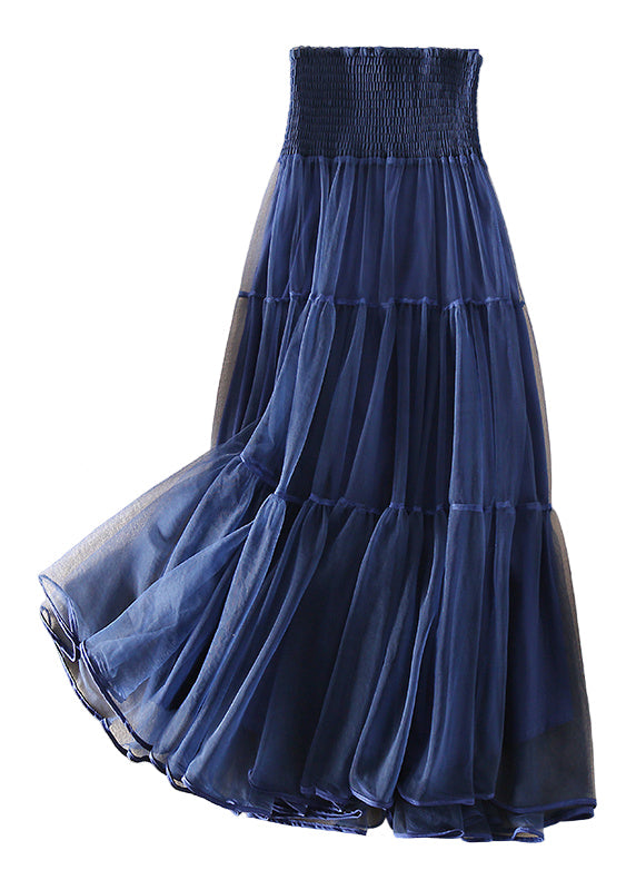 Jupe en Tulle Patchwork Bleu Français pour Femmes 0